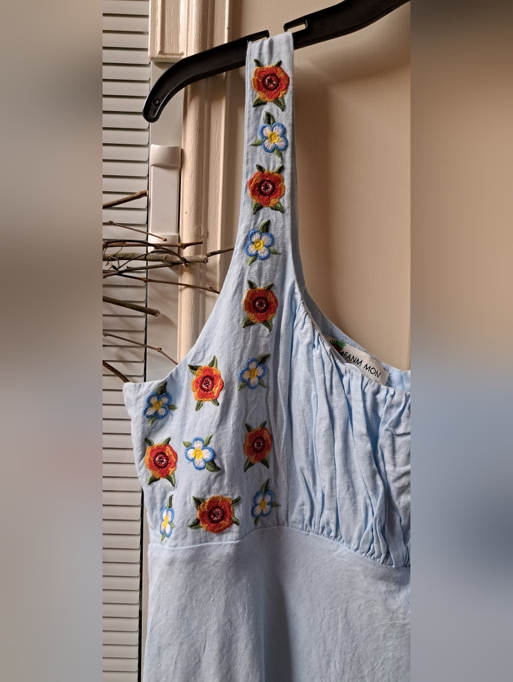 ❤️Fanm Mon Lulu Dress Tuckernuck Linen Lined Embroidered Maxi Sz XL - Picture 11 of 14